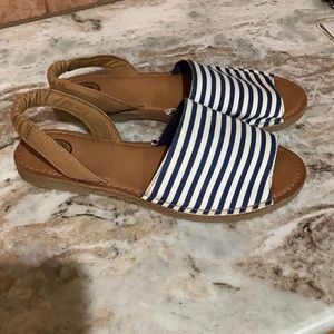 Canvas stripe sandals.  8.5. SO